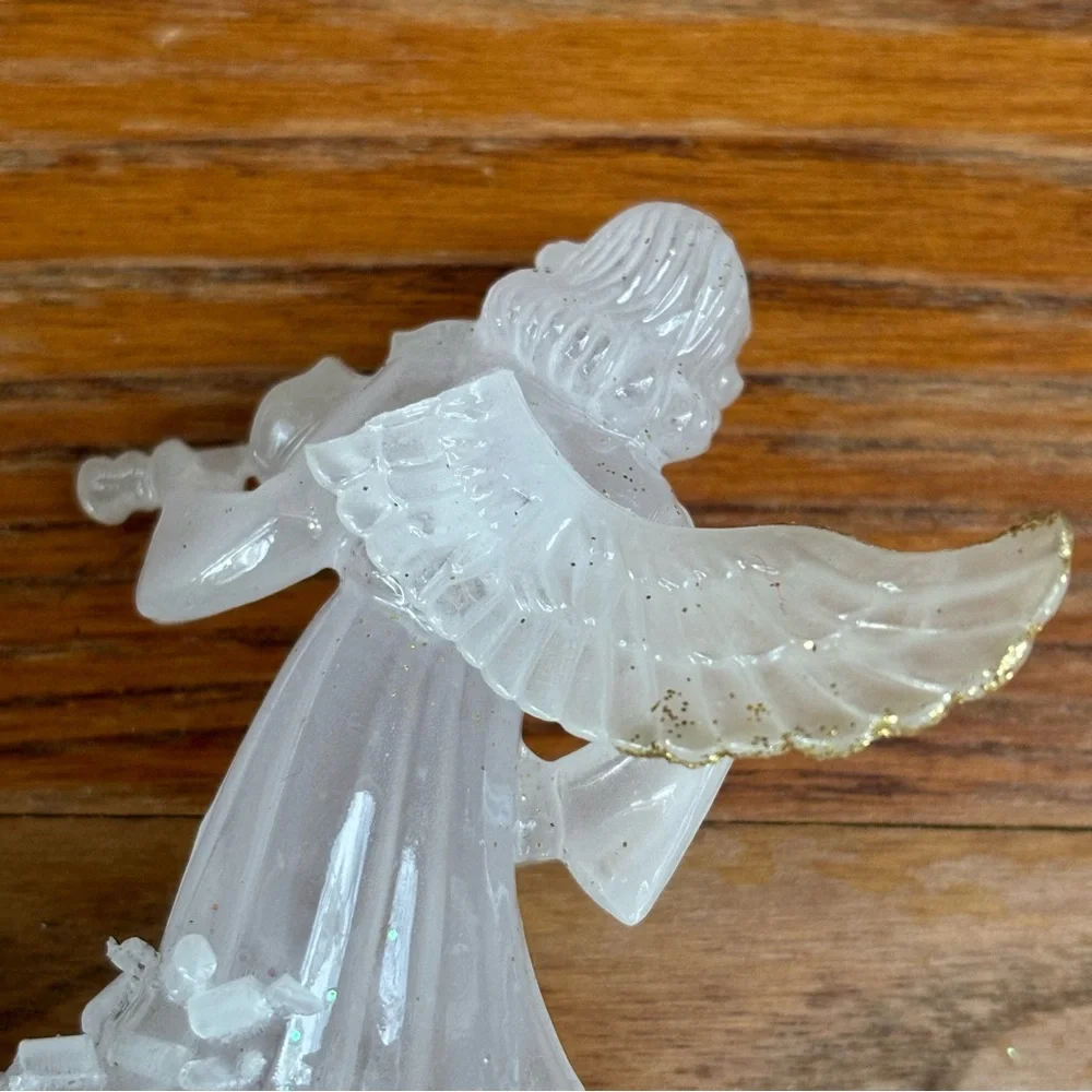 Angel Icicle Ornaments 11” In Length plastic Glass look Set of 4